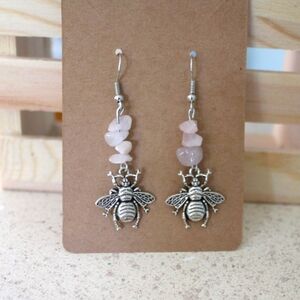 Bee Earings with Rose stones